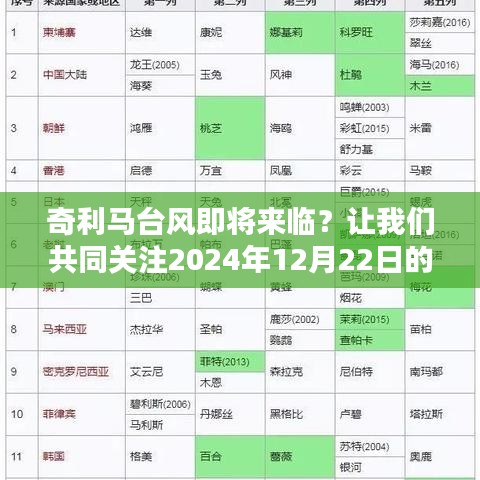 奇利马台风实时关注，2024年12月22日监控报告