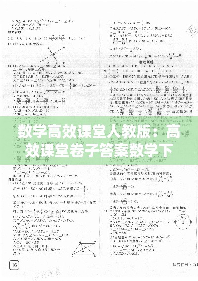 数学高效课堂人教版:高效课堂卷子答案数学下册