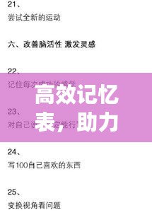 高效记忆表，助力提升记忆力与学习效率的秘诀利器