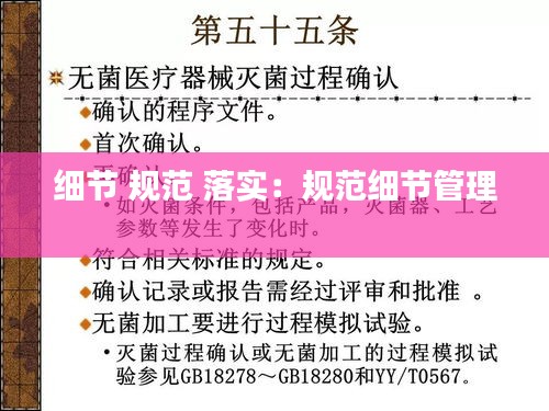 细节 规范 落实：规范细节管理 