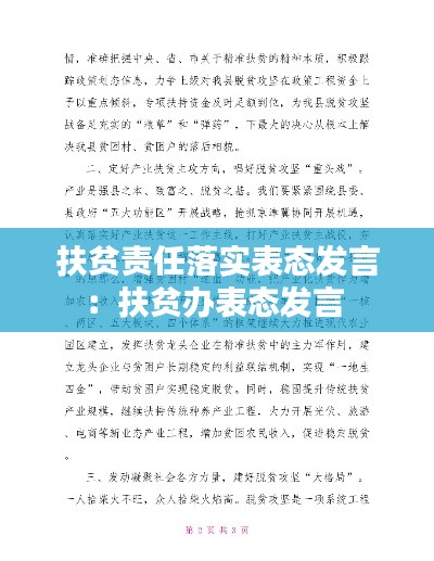 扶贫责任落实表态发言：扶贫办表态发言 