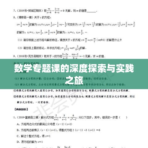 数学专题课的深度探索与实践之旅