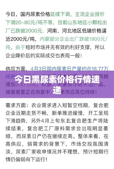 今日黑尿素价格行情速递